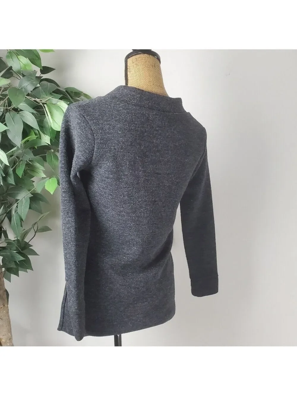 Madewell Low V Pullover Knit Sweater Gray Women's Size Extra Small